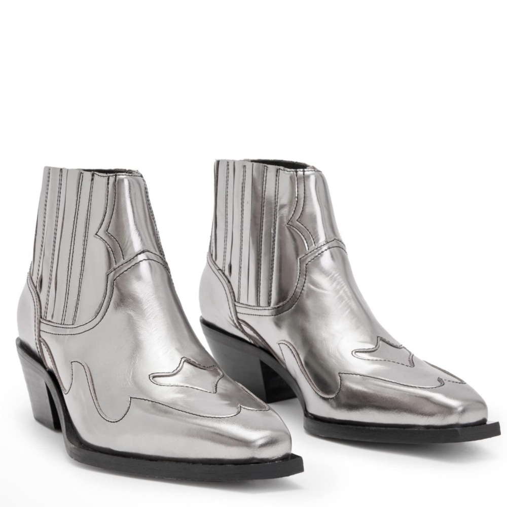 All Saints Jonty Silver Ankle Boots